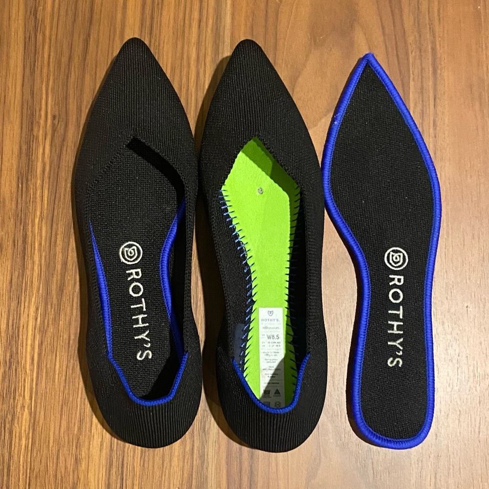 Black Rothy’s pointed-toe flats